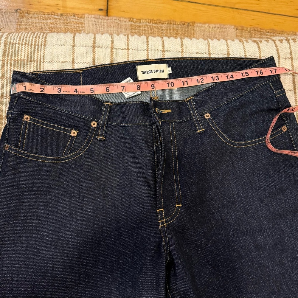 NWOT Denim Jeans in Rinsed Organic Selvedge, Size 33